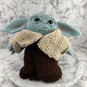 Star Wars Mandalorian Grogu The Child Baby Yoda Handmade Crochet Plush Doll